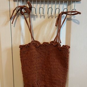 Wild Fable Terracotta Smocked Top